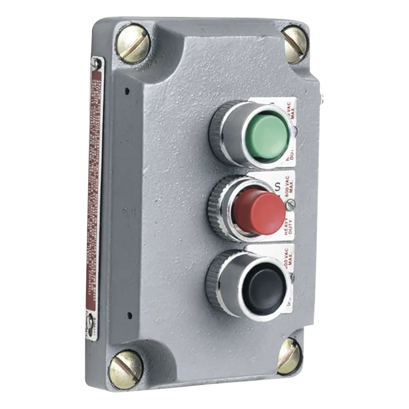 Cubierta para Estación de Control con Tres Botones Pulsadores Rojo-Verde-Negro. / Uso en Áreas Clasificadas. HUBBELL KILLARK HUB-XCS-2A8