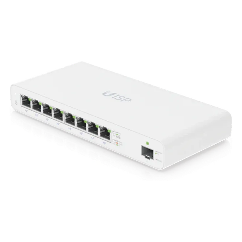 UISP Switch – Switch PoE Pasivo de 110 W (27 V) con 8 Puertos GbE y 1 Puerto SFP UBIQUITI UISP-S
