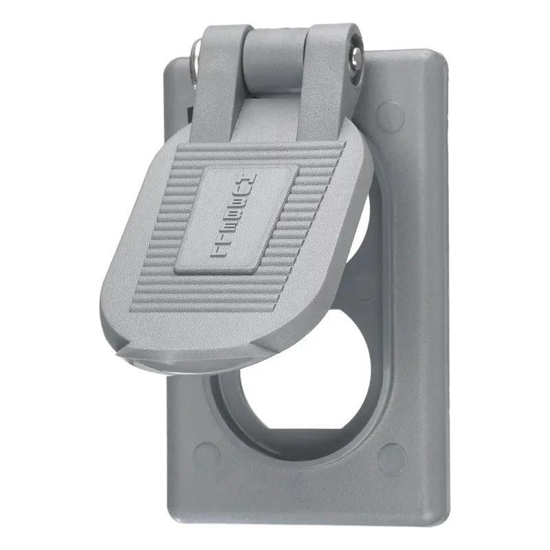 Tapa Resistente a Intemperie para Contacto Dúplex de Policarbonato Color Gris. HUBBELL HUB-HBL-522-2