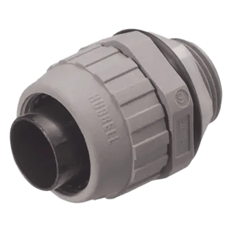 Conector Recto de Nylon de 1/2" para Tubería Liquidtight Polytuff. HUBBELL HUB-P050-NG-YA