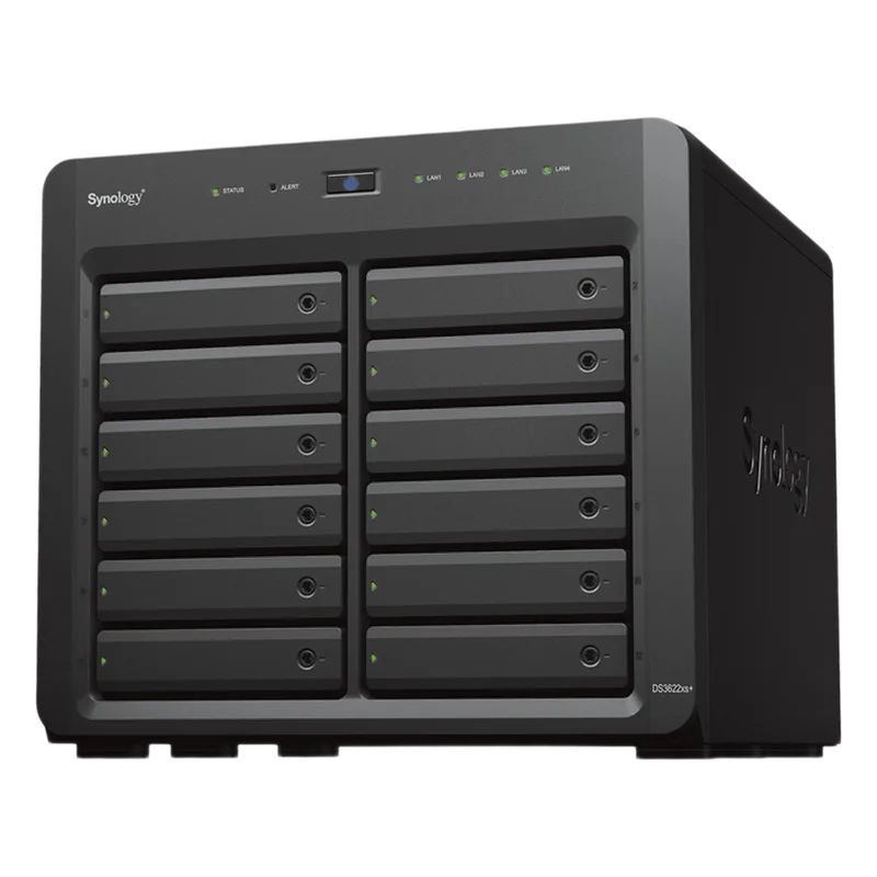 Servidor NAS Synology DiskStation DS3622xs+ | 12 Bahías | Intel Xeon 6 Núcleos | 16 GB DDR4 ECC | 10GbE RJ-45 | Expansión Hasta 36 Bahías | RAID F1, 0, 1, 5, 6, 10 | Caché NVMe SSD .