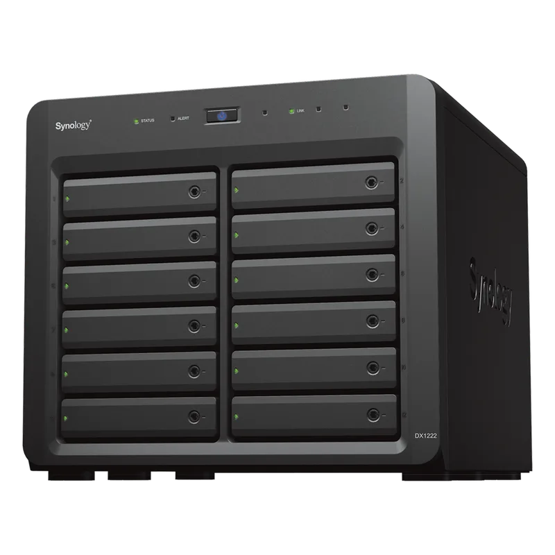 Unidad de Expansión Synology DX1222 | 12 Bahías para HDD/SSD SATA 3.5" o 2.5" | Intercambio en Caliente | Puerto Mini-SAS HD | Garantía de 5 Años.