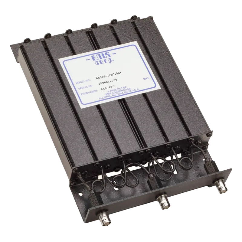 Duplexer Compacto de Rechazo de Banda, 440-490 MHz, 4.6 a 6 MHz Sep. Tx-Rx, 50 Watt, BNC Hembra. EMR CORPORATION 65316-1/MC(5G)