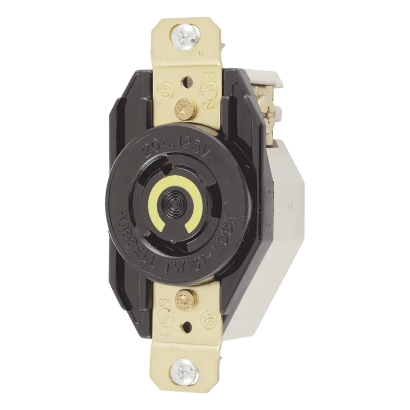 Receptáculo de Media Vuelta Industrial para Empotrar de 20 A 125 V CA 2 Polos 3 Hilos (NEMA L5-20R) HUBBELL HUB-HBL2310
