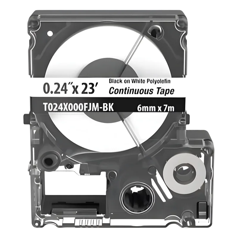 Casete de Etiquetas de Poliolefina de Cinta Continua, Color Negro Sobre Blanco, Uso Interior/Exterior, 5.82 mm de Ancho x 7 Metros (22.97 Pies) de Largo PANDUIT T024X000FJM-BK