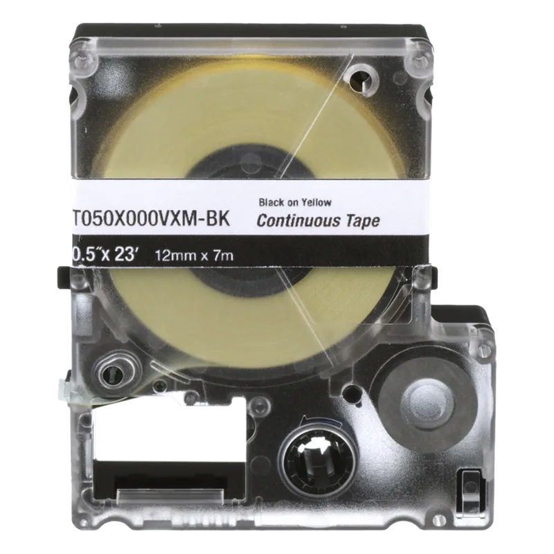 Casete de Etiquetas de Vinilo de Cinta Continua, Color Negro Sobre Amarillo, Uso Interior/Exterior, 9 mm de Ancho x 7 Metros (22.97 Pies) de Largo PANDUIT T038X000VXM-BK