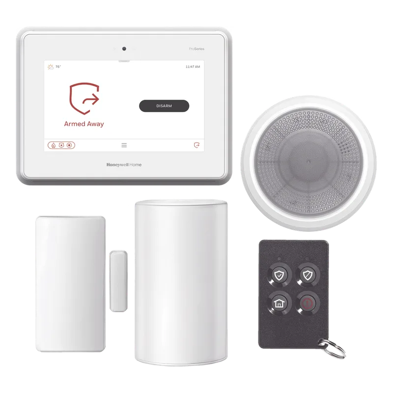 Kit de panel de alarma touchscreen de 7" all-in-one con Alexa integrada, sensor de movimiento, contacto magnético, sirena y control remoto HONEYWELL HOME RESIDEO PROA7PLUSKMPC