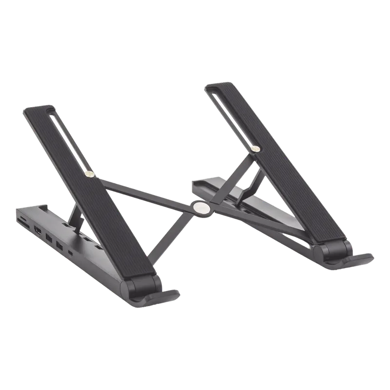 HUB (Docking Station) 5 en 1 con Soporte para Laptop | 2 USB 3.0 a 5Gbps | HDMI 4K@30Hz | Memoria Micro SD (TF) + SD | Amplia Compatibilidad de 10-15" | Ajuste de Altura | Aluminio | PC+ABS | Silicona | Color Negro. UGREEN 80551