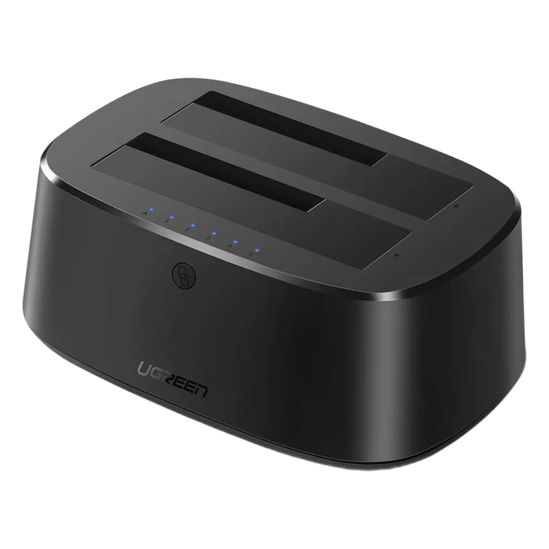 Base USB 3.0 para Disco Duro de Doble Bahía | Soporta Discos SATA de 2.5' & 3.5´ | Soporta discos de 12TB | Compatible con UASP, SATA 3.0 | Con adaptador de corriente 12V3A | Cable USB 1M | Alta Velocidad | Modo Clonación. UGREEN 50854