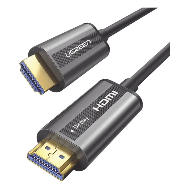 Cable HDMI de 15 Metros (49.21 Pies) por Fibra Óptica 4K@60Hz | Fibra de 4 Núcleos + Cobre EstaÑado de 7 Núcleos | Compatible con HDMI 2.0 | Alta Velocidad 18 Gbps | 3D | HDR | Carcasa de Zinc | Premium | 2 AÑos de GarantÍa UGREEN 50215