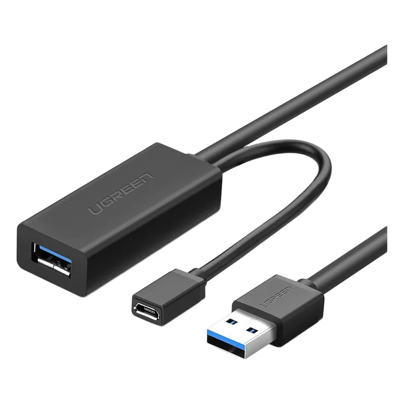 Cable de Extensión Activo USB 3.0 con puerto de alimentación Micro USB / 10 Metros / USB 3.0 a 5Gbps / No requiere controlador / Ideal para impresoras, consolas , Webcam, etc. UGREEN 20827