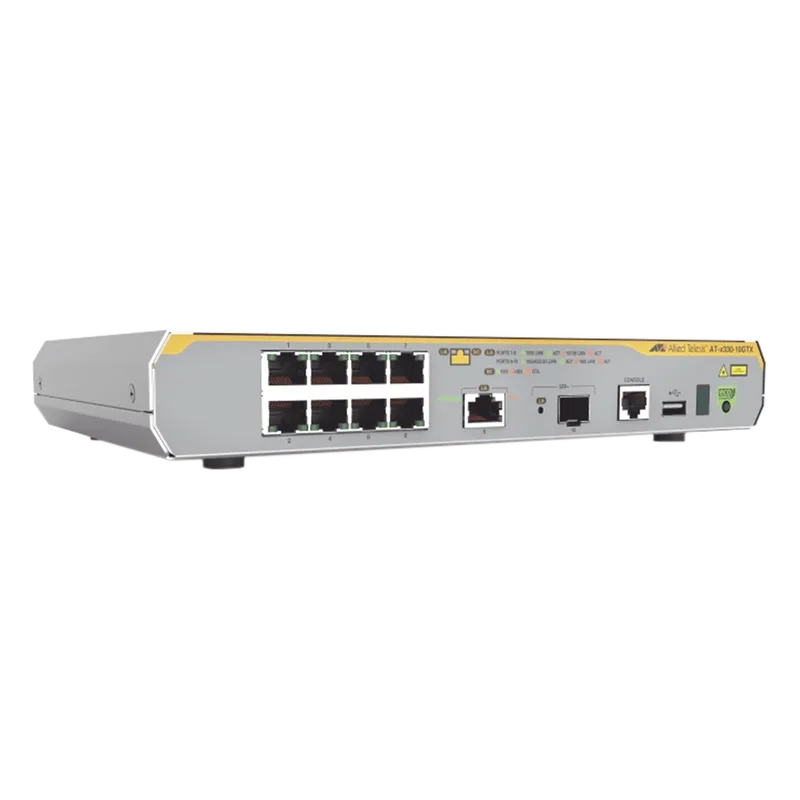 Switch L3, 8x 10/100/1000 Mbps RJ45, 1x 1/2.5/5/10G, 1x SFP+ 10G, sin ventilador ALLIED TELESIS AT-X330-10GTX-10