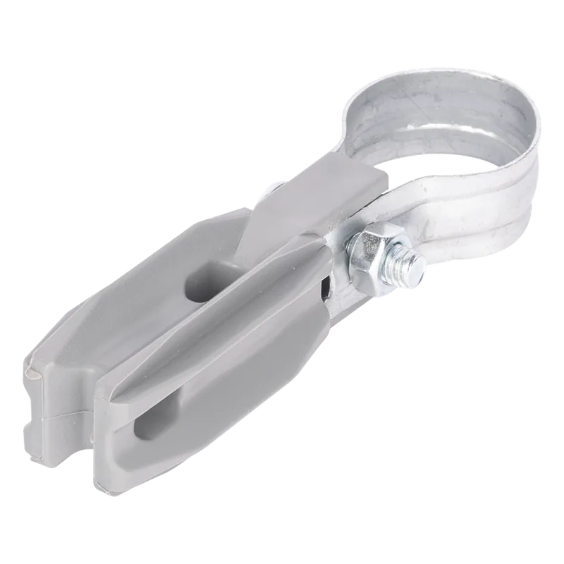 Aislador de Paso o Esquina con Abrazadera / 1 Pulgada (25 mm) / Resina Virgen 100% / Anti-Arqueo / Acero Galvanizado / Poste Cerco Eléctrico SFIRE SFABRAZADERA1PG