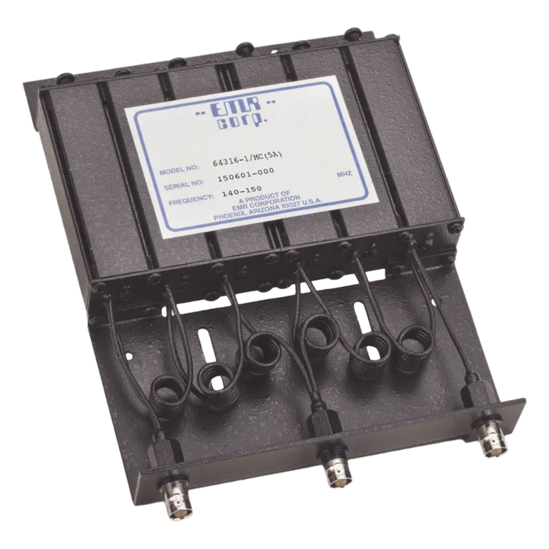 Duplexer Compacto de Rechazo de Banda, 140-150 MHz, 4.6 a 6 MHz Sep. Tx-Rx, 50 Watt, BNC Hembra. EMR CORPORATION 64316-1/MC(5A)