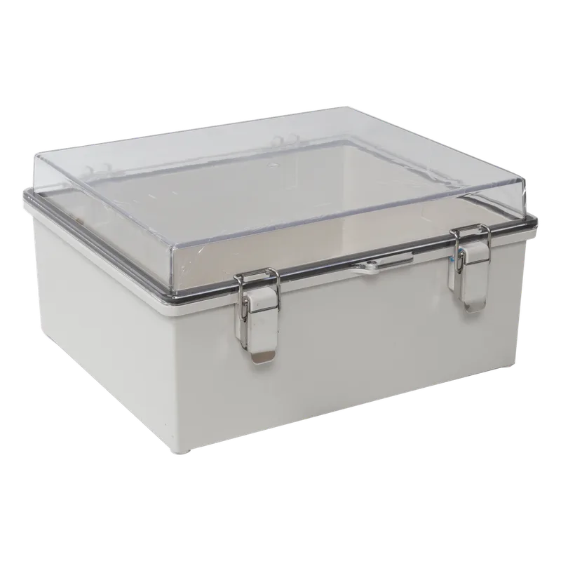 Gabinete Plástico ABS, Puerta Transparente, Uso en Intemperie (350 x 460 x 160 mm) Cierre por Broches Inoxidables y Permite Cerrado con Candado y Llave (Perno 5mm) No Incluido PRECISION PST-3546-16ET