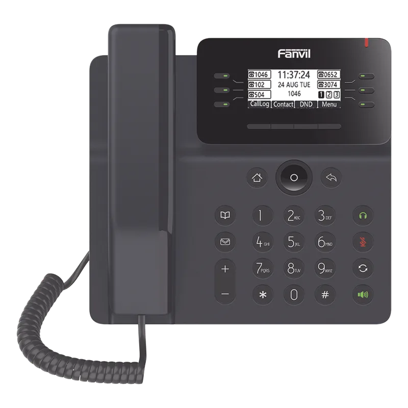 Teléfono IP Empresarial Esencial para 6 líneas SIP, pantalla grafica matriz de puntos, PoE, puertos Gigabit, conferencia local de 6 vías. FANVIL V62