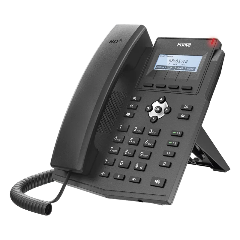 Teléfono IP empresarial para 2 lineas SIP con pantalla LCD, Puertos Gigabit, Códec Opus, conferencia de 3 vías, PoE. FANVIL X1SG