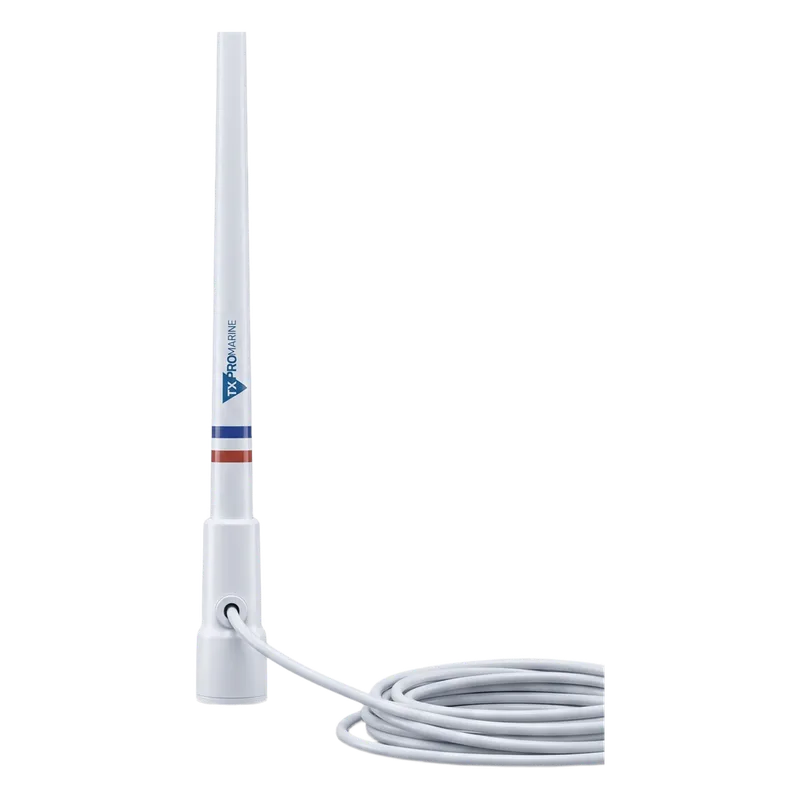 Antena Marina VHF / Fibra de Vidrio / 156-163 MHz / 6.5 dBi / Cable 10 m (32.8 ft) / PL-259 / Exterior IP67 TXPROMARINE TX-5206-SYS