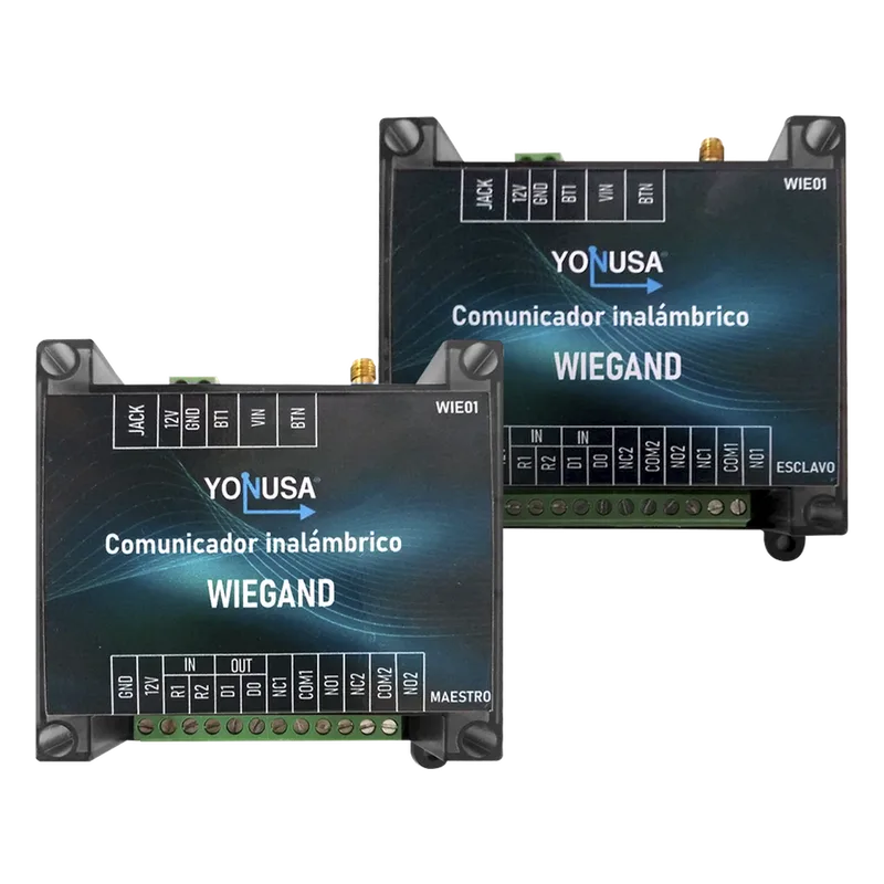 Convertidor de lectora para control de acceso (cableado a inalámbrico) / 1 Wiegand / 2 Relevadores / 2 Entradas / Hasta 1.6 KM de distancia YONUSA WIE01