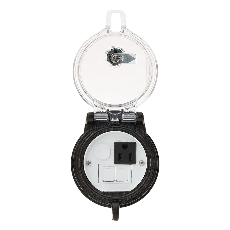 Dispositivo Circular de Puertos de Acceso a Datos, Con Dos Espacios Para Módulos Mini-Com y Un Receptáculo NEMA 5-15R, Protección IP66, de 3" de Diámetro PANDUIT DAP3BC-S0