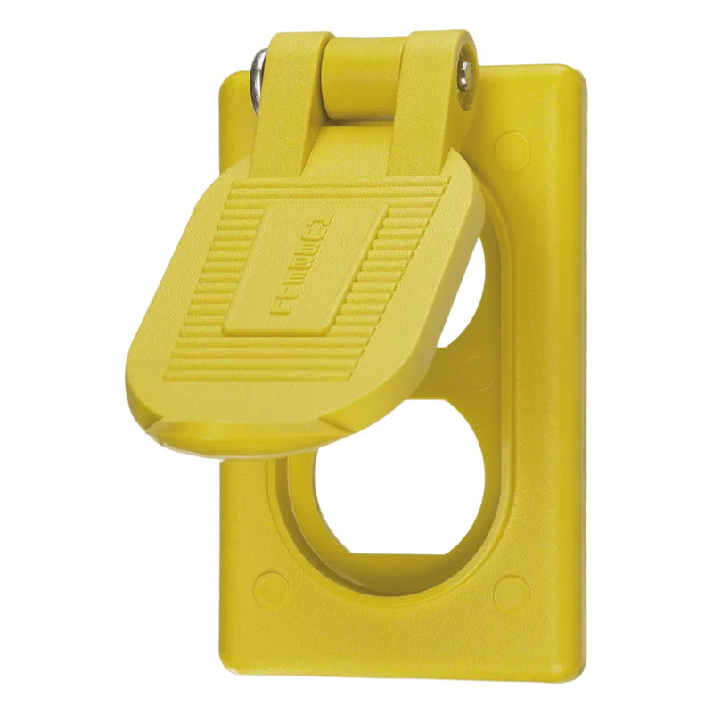 Tapa Resistente a Intemperie para Contacto Dúplex/ Color Amarillo/ Grado Marino. HUBBELL HUB-HBL-52C-M22