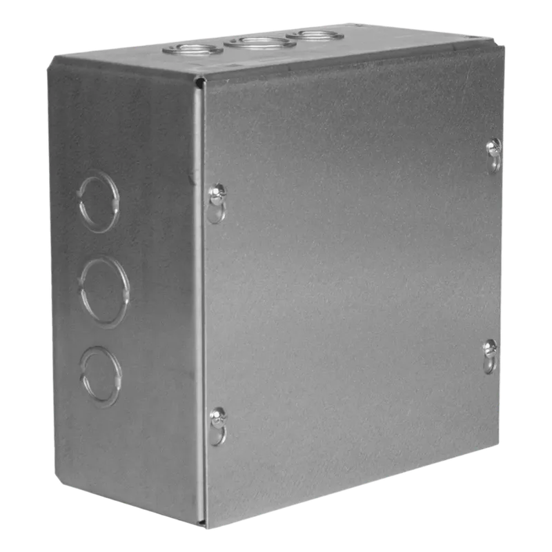 Caja Extra Grande 12"x12"x 4"/ Profundidad 4"/Entradas Laterales - Finales 2 Entradas de 1/2"- 3/4", 2 Entradas de 3/4" - 1" y 2 Entradas de 1"- 1 1/4" / Incluye tapa. RACO HUB-SC-1212-04G