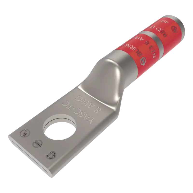 Zapata Terminal de Compresión BURNDY para Tornillo de 1/4" y Calibre 8 AWG / Barril Largo. HUBBELL BURNDY HUB-YA8-CTC-14