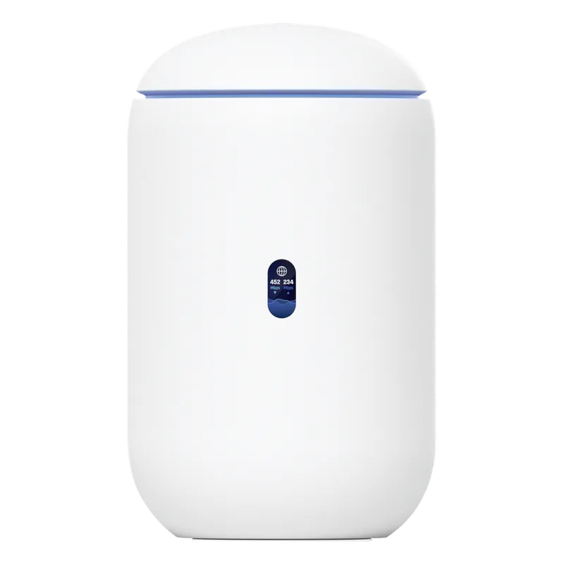 UniFi Dream Router con WiFi 6, 4 puertos LAN Gigabit de los cuales 2 son POE 802.3af. Aplicaciones UniFi Network, Protect y Access pre-instaladas. Pantalla LCD UBIQUITI UDR