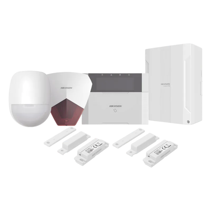 KIT Panel de Alarma HYBRID PRO / 1 Panel Híbrido / 1 Teclado LCD / 1 PIR / 2 Contactos Magnéticos / 1 Sirena Roja HIKVISION DS-PHA64-LP/PACK(R)