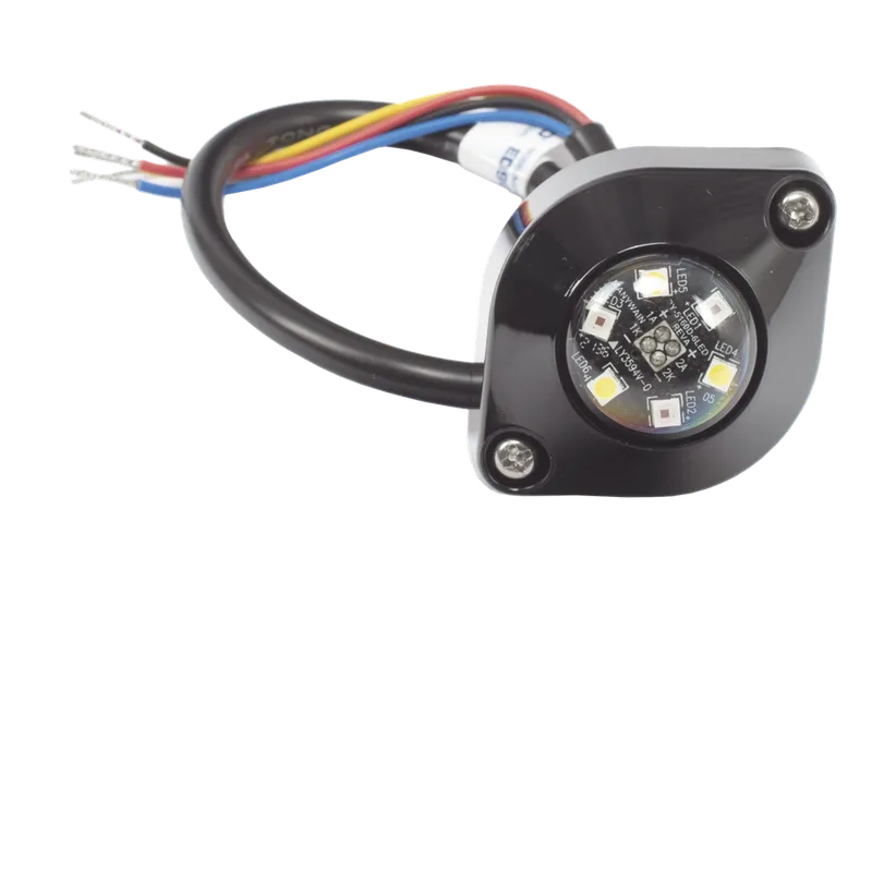 Estrobo Oculto de 6 LED, Rojo/Claro, Lente Transparente, Bisel Negro ECCO ED9015RW