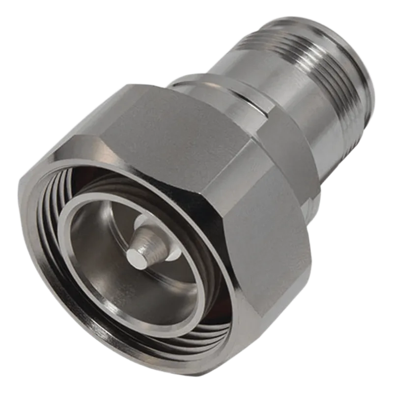Adaptador en Línea de Conector DIN 7-16 Macho a 4.3-10 Hembra, Bronce Blanco/ Plata/ Teflón. RF INDUSTRIES,LTD RFD-1687-4