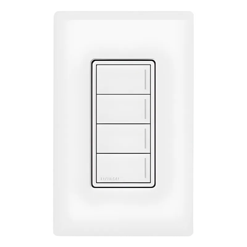 Teclado de escenas Sunnata de 4 botones con barra luminosa localizadora, controla luces, cortinas y más en el sistema RadioRA 3, color Nieve satinado LUTRON RADIORA 3 RRSTW4BSW