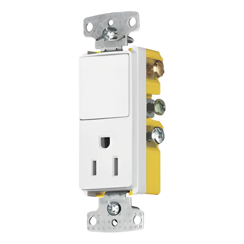 Combinación de Contacto y Apagador Decorador 15A 125V/ Color Blanco. HUBBELL HUB-RCD-108W