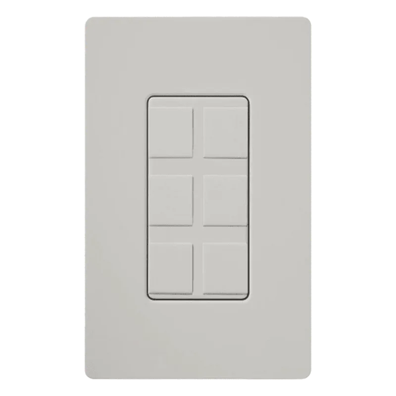 Marco de pared de 6 espacios para conectores modulares de red, telefonía, coaxial o fibra óptica LUTRON ELECTRONICS SC6PFPD