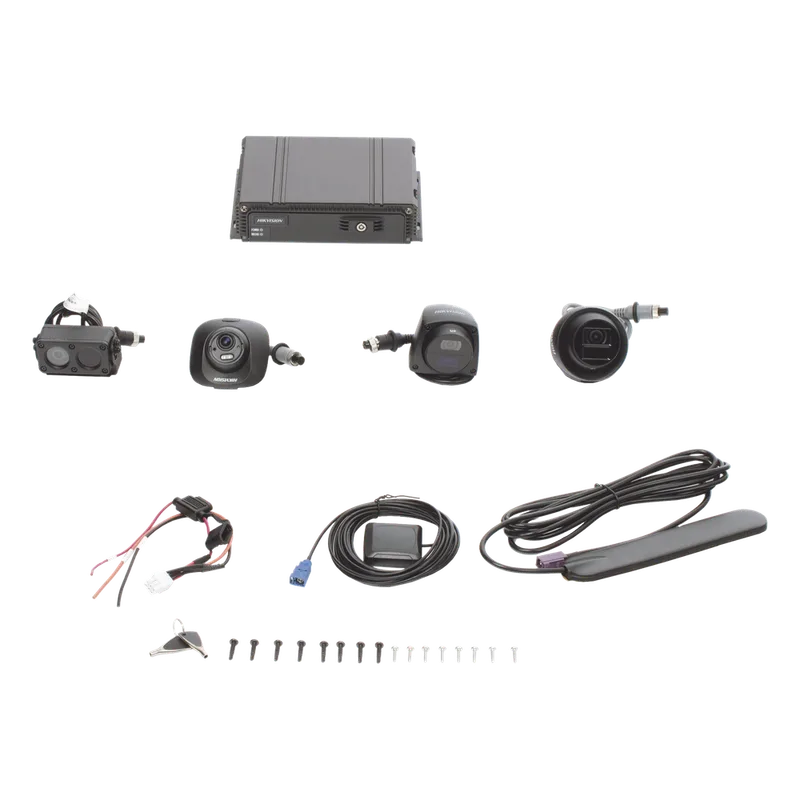 Kit DVR Móvil 1080P / Incluye 4 Cámaras TURBOHD 1080P / Modulo 4G y GPS / Soporta Memoria SD / Visualización por Hik-Connect Teams HIKVISION AE-MD5043-SD/GLF(LITE)(KIT)