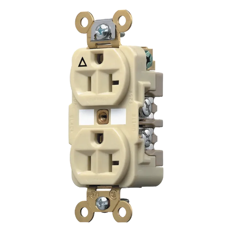 Contacto Dúplex Conexión a Tierra Aislada/ 20 A 125 V/ 2 polos 3 Hilos/ Color Marfil/ Nema 5- 20R/ Grado Industrial. HUBBELL HUB-IG5362I
