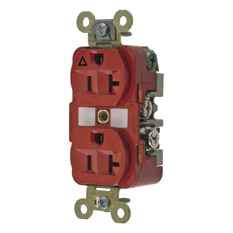 Contacto Dúplex Conexión a Tierra Aislada/ 20 A 125 V/ 2 polos 3 Hilos/ Color Rojo/ Nema 5- 20R/ Grado Industrial. HUBBELL HUB-IG5362R