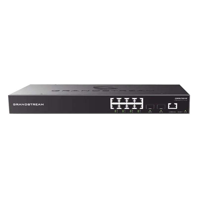 Switch PoE+ Gigabit Administrable / 8 puertos 10/100/1000 Mbps + 2 Puertos SFP Uplink / Hasta 120W / Compatible con GWN Cloud. GRANDSTREAM GWN7801P