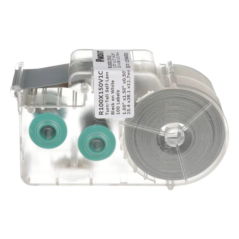 Casete de 75 Etiquetas Autolaminadas Turn-Tell, con Rotación para Mejor Visibilidad, para Cables de Redes de Cobre o Fibra Óptica, de 7.1 a 9.9 mm (0.28 a 0.39 pulgadas) de Diámetro PANDUIT R100X225V1C