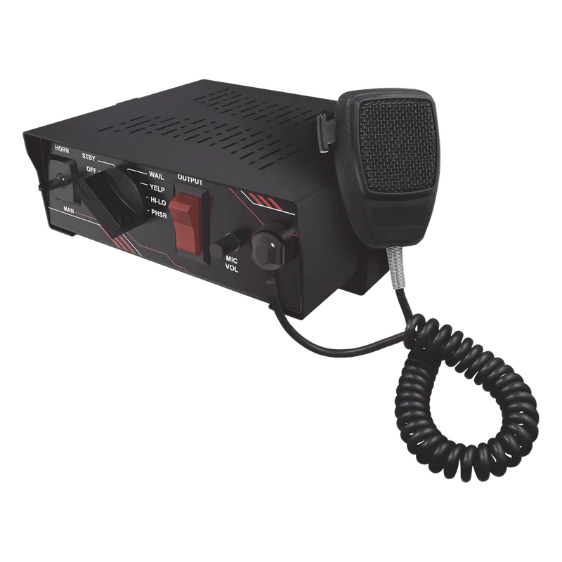 Sirena Vehicular de 100W de Potencia, Con Switch Giratorio de 6 posiciones y Micrófono Integrado de Uso Rudo SIGNALPRO SP101