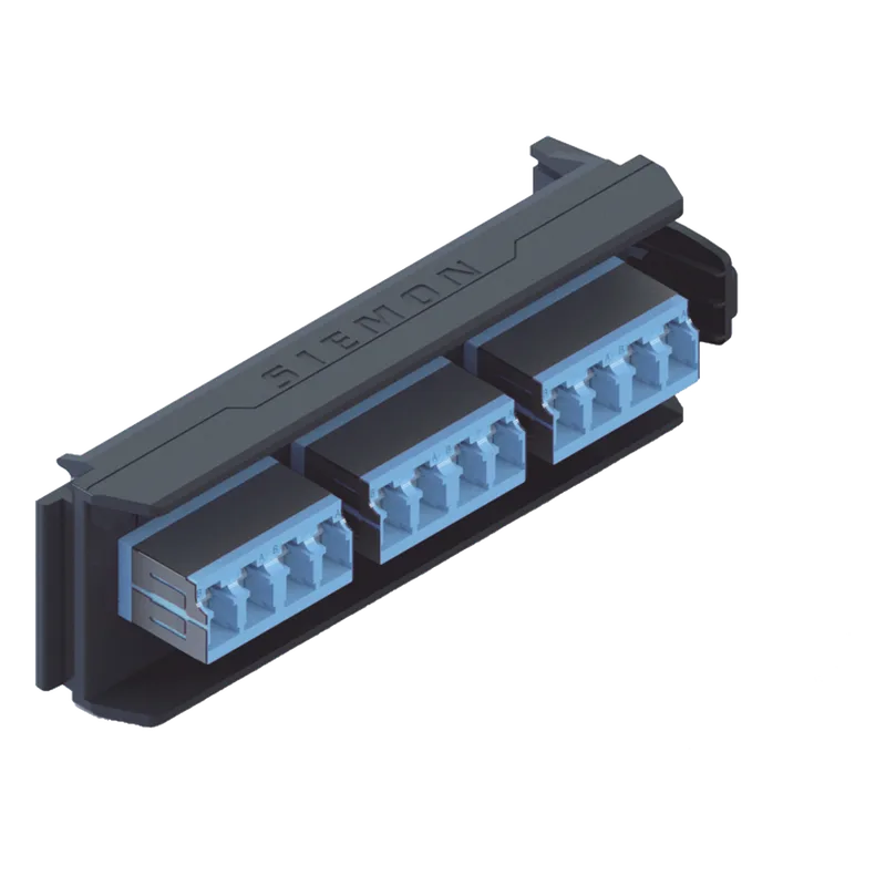 Placa Acopladora LightVerse, 6 Conectores Dúplex LC/UPC Shuttered, Acepta hasta 12 Fibras Monomodo SIEMON LVA12-LSU-BC-A