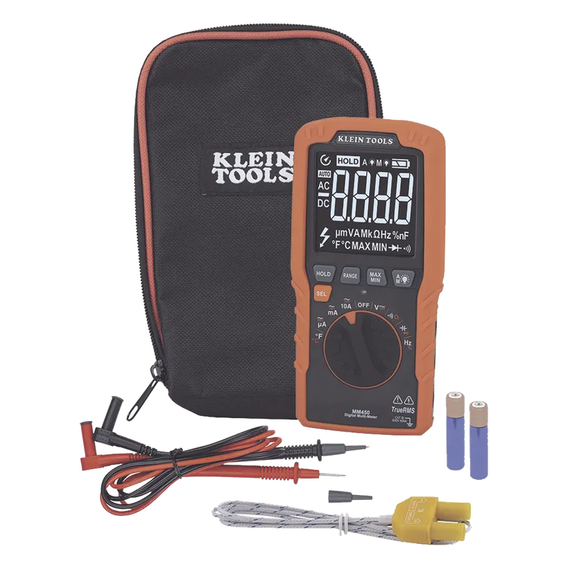 Multímetro Digital Esbelto de Rango Automático con TRMS 600V y Medición de Temperatura KLEIN TOOLS MM450