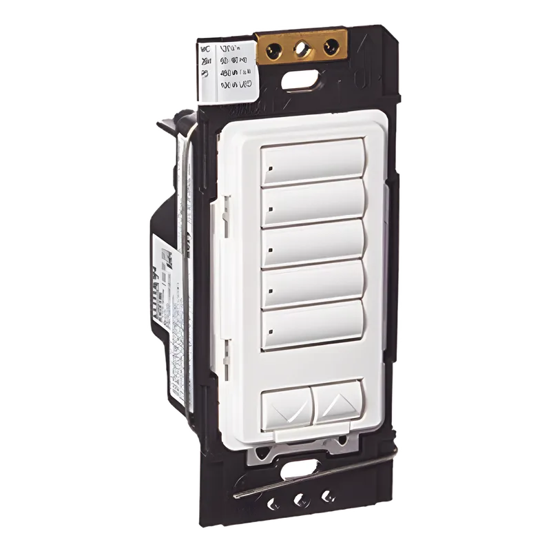Botonera híbrida de 5 botones con atenuador de 450 W integrado, inalámbrica RF, sistema RadioRA 2 LUTRON ELECTRONICS RRDHN5BRLWH
