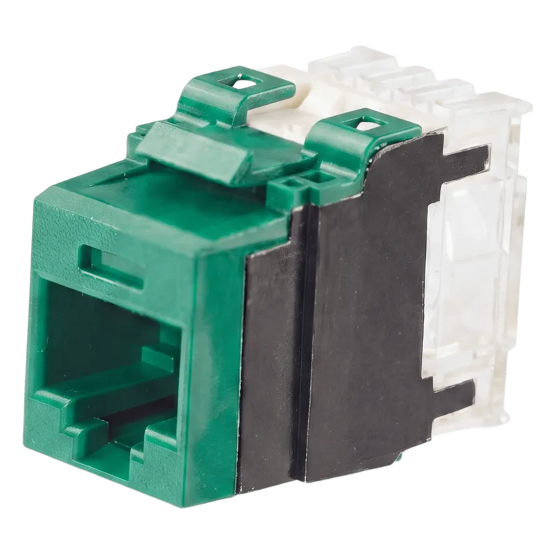 Conector Jack Estilo 110 (de Impacto), Tipo Keystone, Categoría 6A, de 8 Posiciones y 8 Cables, Color Verde PANDUIT NK6X88MGR