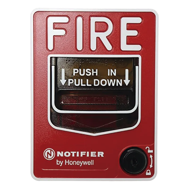 Estación manual de pull inalámbrica direccionable de doble acción con reset por llave, malla SWIFT y protocolo FlashScan, texto en inglés NOTIFIER NBG-12WL