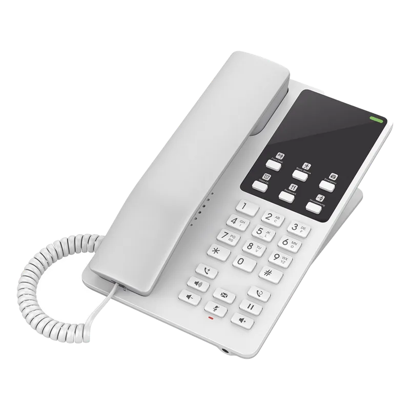 Teléfono IP Hotelero Wi-Fi, 2 líneas SIP con 2 cuentas, codec Opus, IPV4/IPV6, color blanco, con gestión en la nube GDMS GRANDSTREAM GHP620W