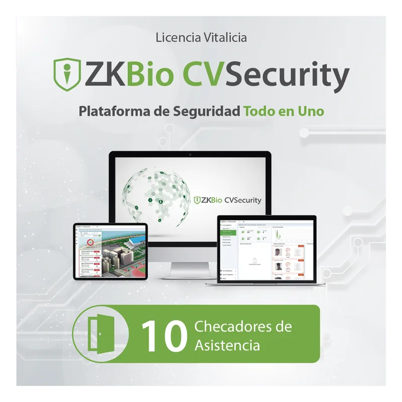 Licencia para ZKBio CVsecurity permite gestionar hasta 10 dispositivos para tiempo y asistencia ZKTECO ZKCVTAP10