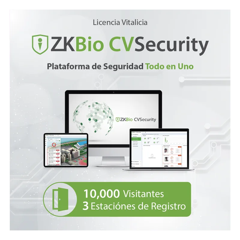 Licencia para ZKBio CVsecurity permite la gestion de 10 mil visitantes y 3 estaciones de registro ZKTECO ZKCVVISP31W