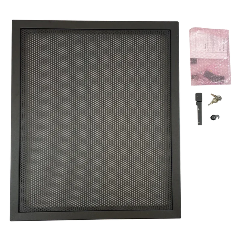 Puerta ventilada de acero calibre 16 para gabinete EQ Series de 2 niveles (tamaño B), color negro, para caja trasera EQBB-B4 de NOTIFIER EQDR-B4