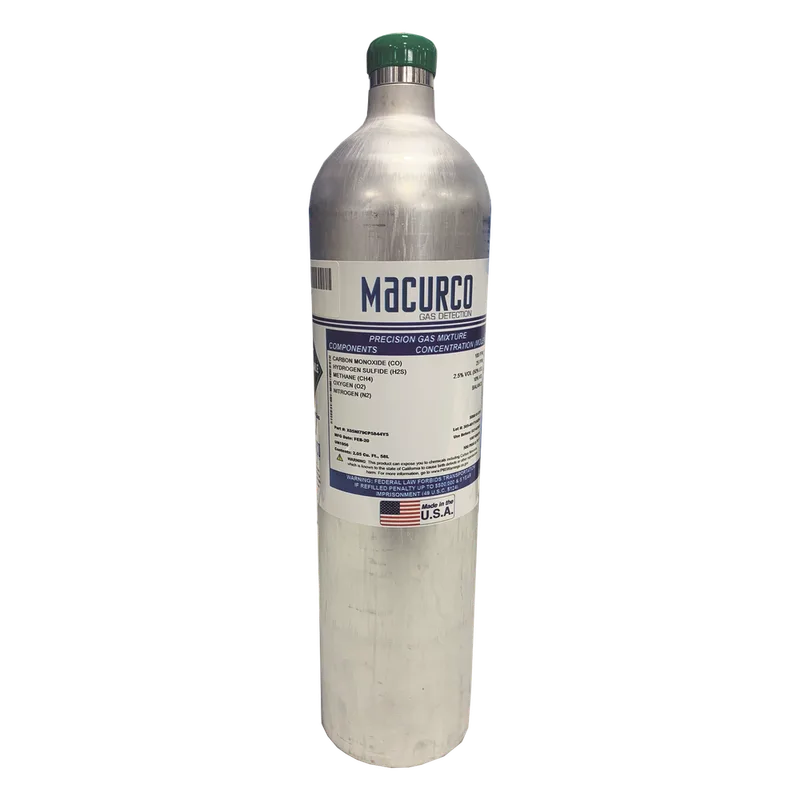 Mezcla cuádruple PM400: 58 L 100 ppm (CO), 25 ppm (H2S), 50% LEL (CH4), 18% Vol. (O2) gases MACURCO - AERIONICS 70290005501